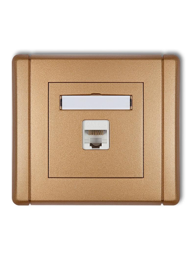 FLEXI Gniazdo komputerowe pojedyncze 1xRJ45, kat. 5e, 8-stykowe złoty metalik