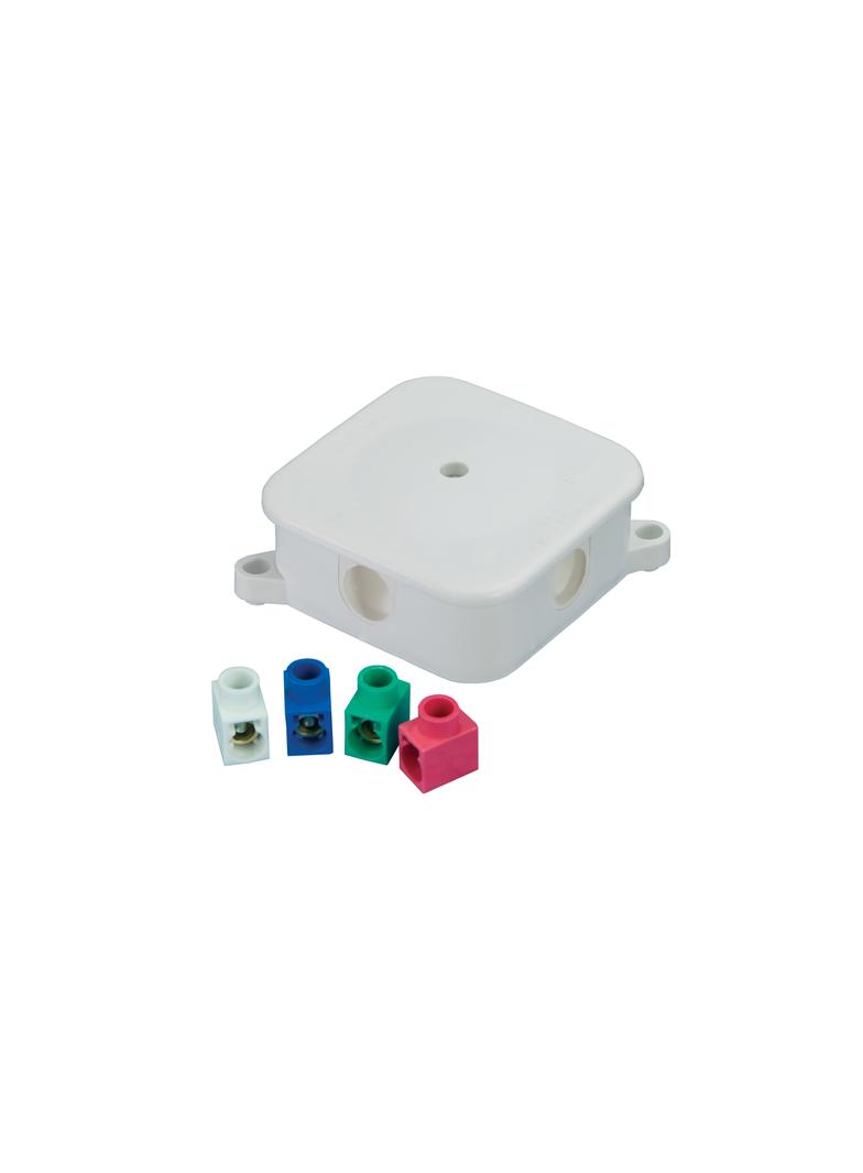 Puszka natynkowa P-2 z pojedynczymi złączkami kolorowymi 4x2,5mm2, IP44 A.0017 PAWBOL