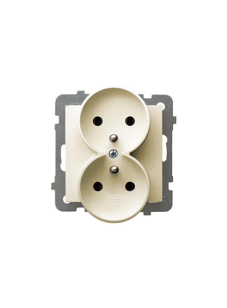 AS Gniazdo podwójne z uziemieniem moduł bez ramki - kolor ecru