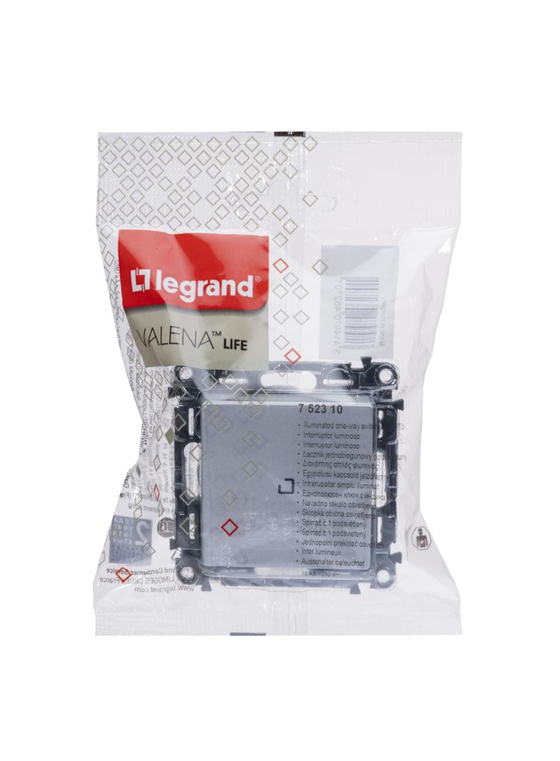 VALENA LIFE ŁĄCZNIK JEDNOBIEGUNOWY PODŚWIETLANY ALUMINIUM 250 V~, Legrand
