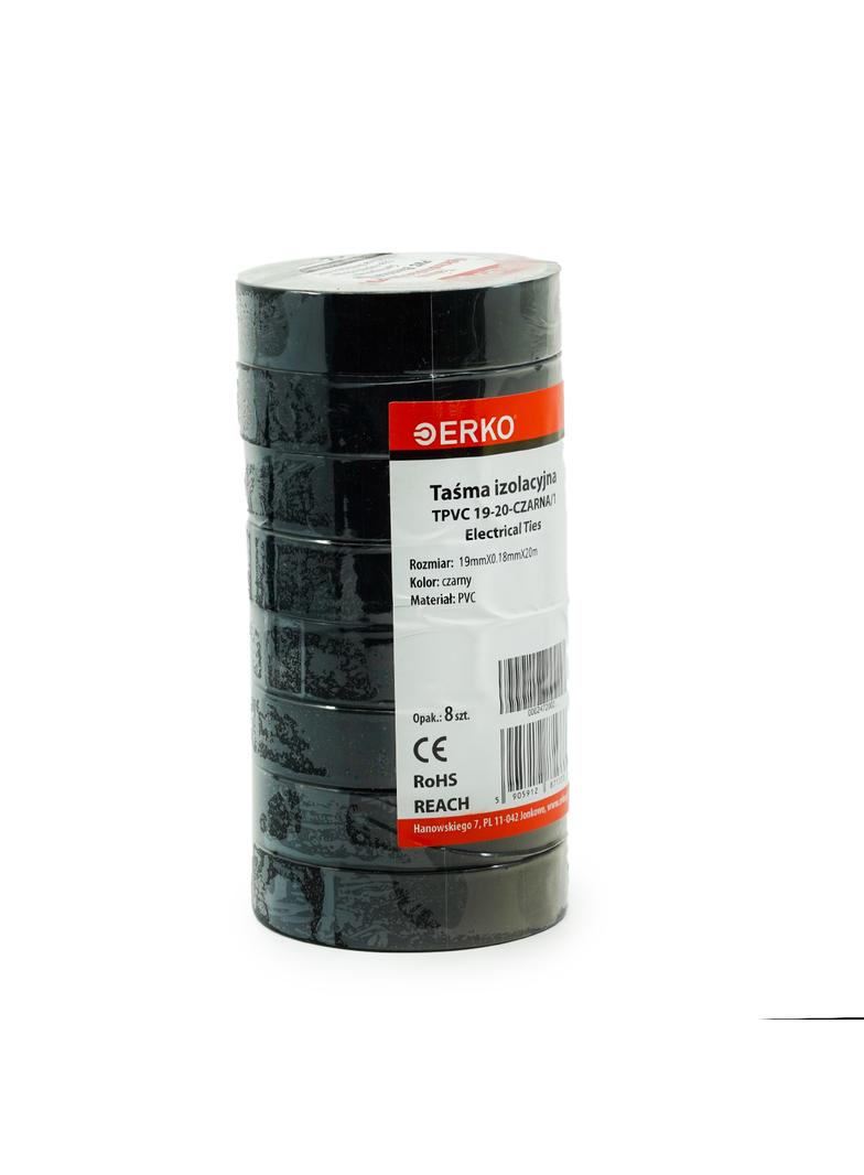 Taśma izolacyjna 19/20 CZARNA /opk=8szt./ TPVC_19-20-CZARNA/1 ERKO