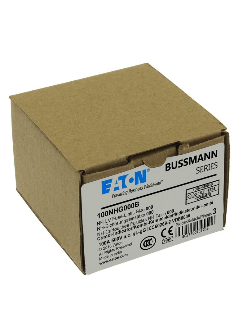 NH FUSE 100A 500V GG/GL SIZE 000 Wkładka NH000 100A 500V GL/GG podwójny wskaźnik 100NHG000B EATON