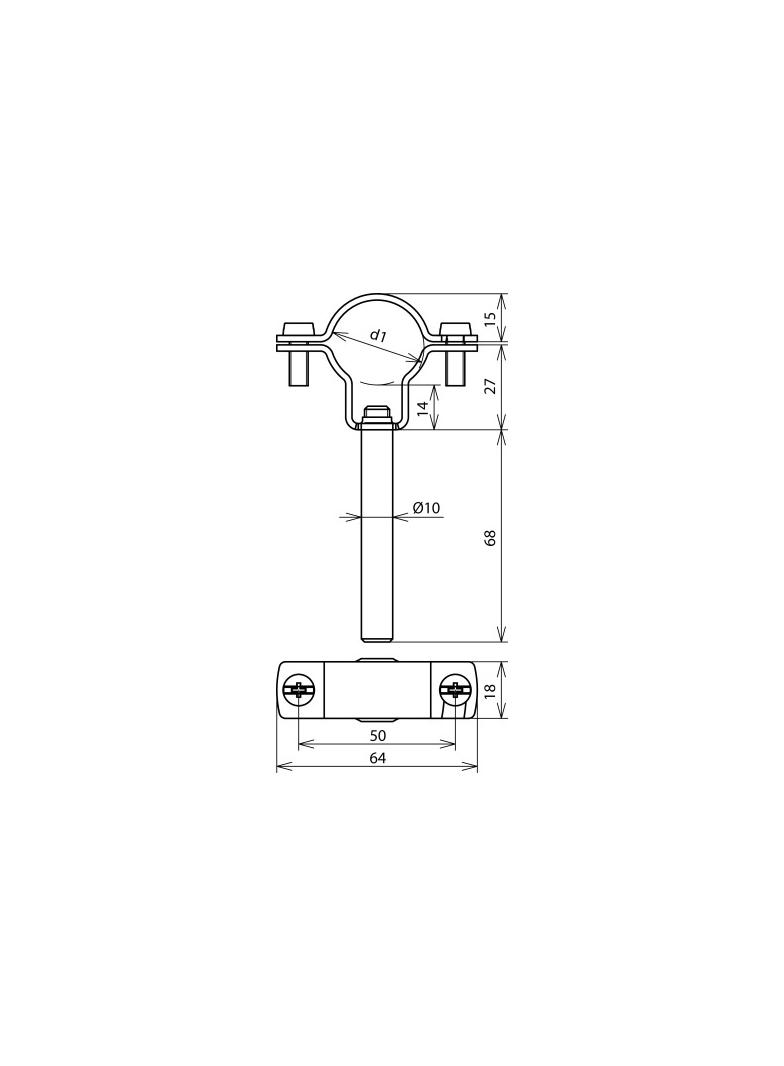 Wspornik do HVI power fi 27-30 mm, fi 10 mm, dł. 75 mm, stal nierdzewna NIRO