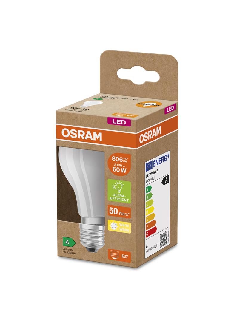 Lampa LED Classic A60 energooszczędna plastik 4W 830 E27 OSRAM