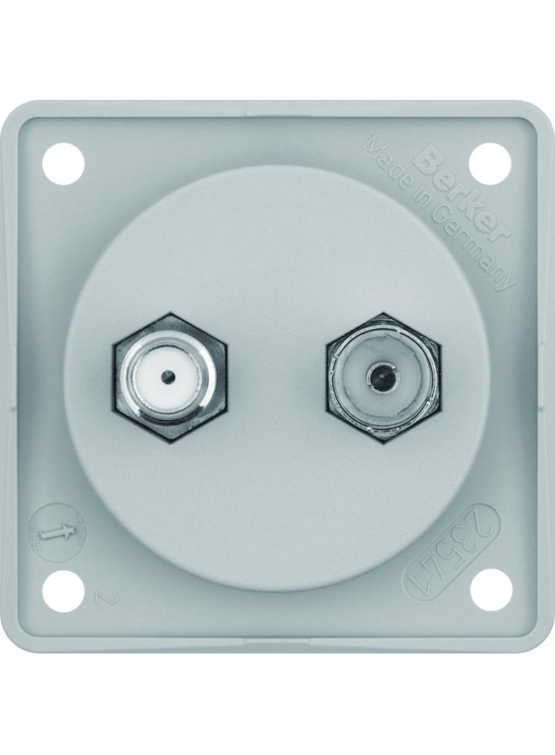 BERKER Integro Flow Gniazdo antracytenowe Radio/SAT z obudową nieekranowaną szary 945602506 HAGER