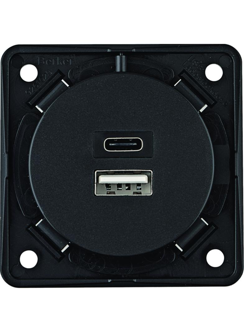 Integro Gniazdo USB ładowania podwójne A+C, 230V, 3.0 A; antracyt mat