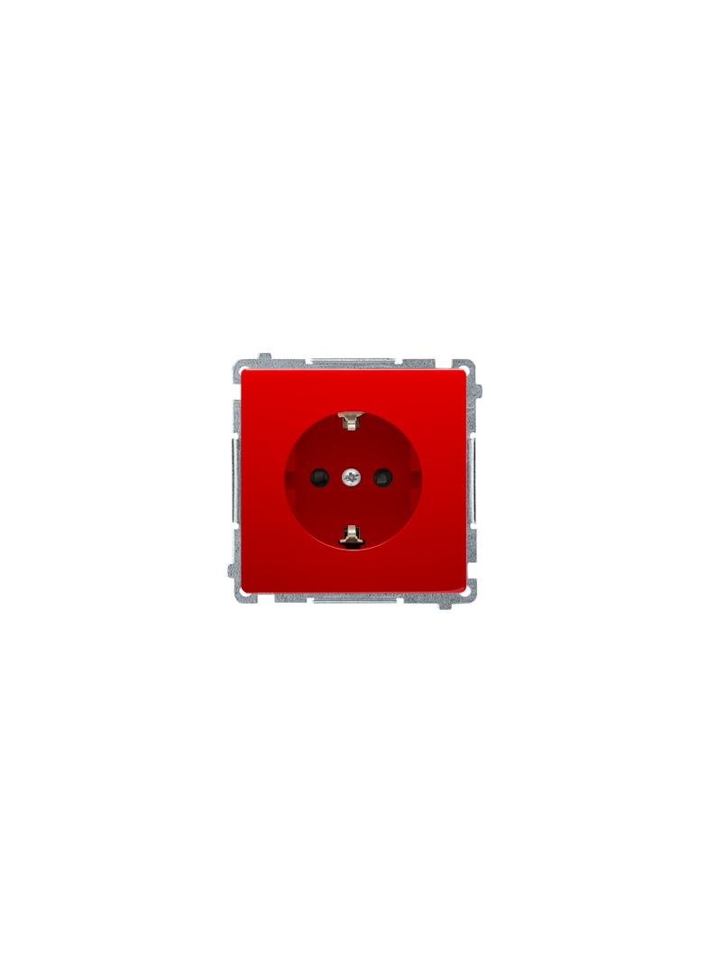 Simon Basic Gniazdo wtyczkowe z uziemieniem Schuko z przesłonami torów prądowych 16A 250V zaciski śrubowe czerwone BMGSZ1Z.01/22 KONTAKT