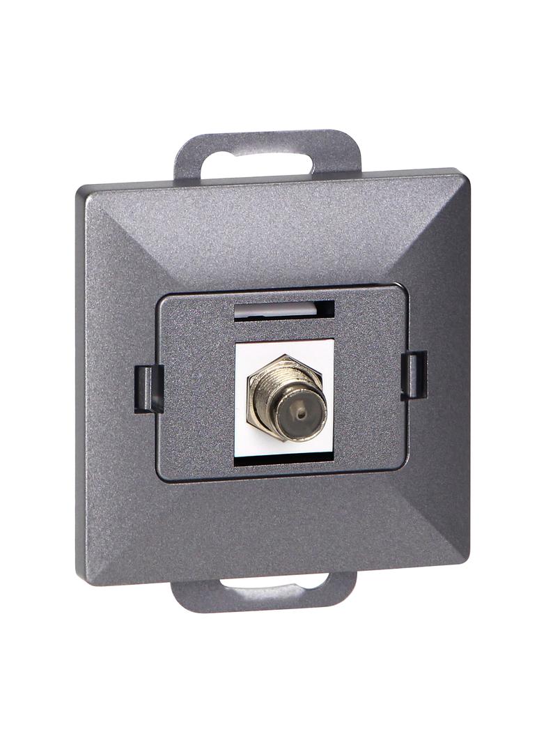 Gniazdo pojed. typu F Pearl, TV/F-F1/P1, antracyt OR-OE-7714/A ORNO