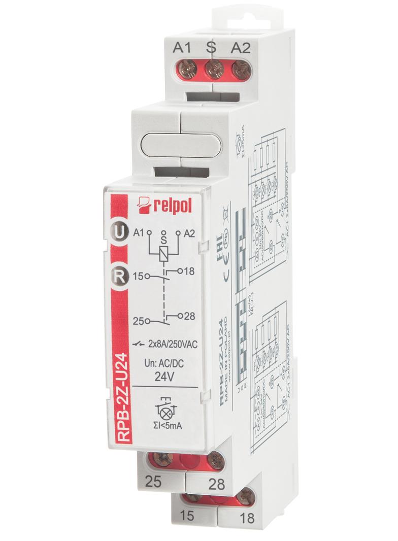 Przekaźnik impulsowy-bistabilny 2Z, 24 VAC/DC RPB-2Z-U24  864385 RELPOL