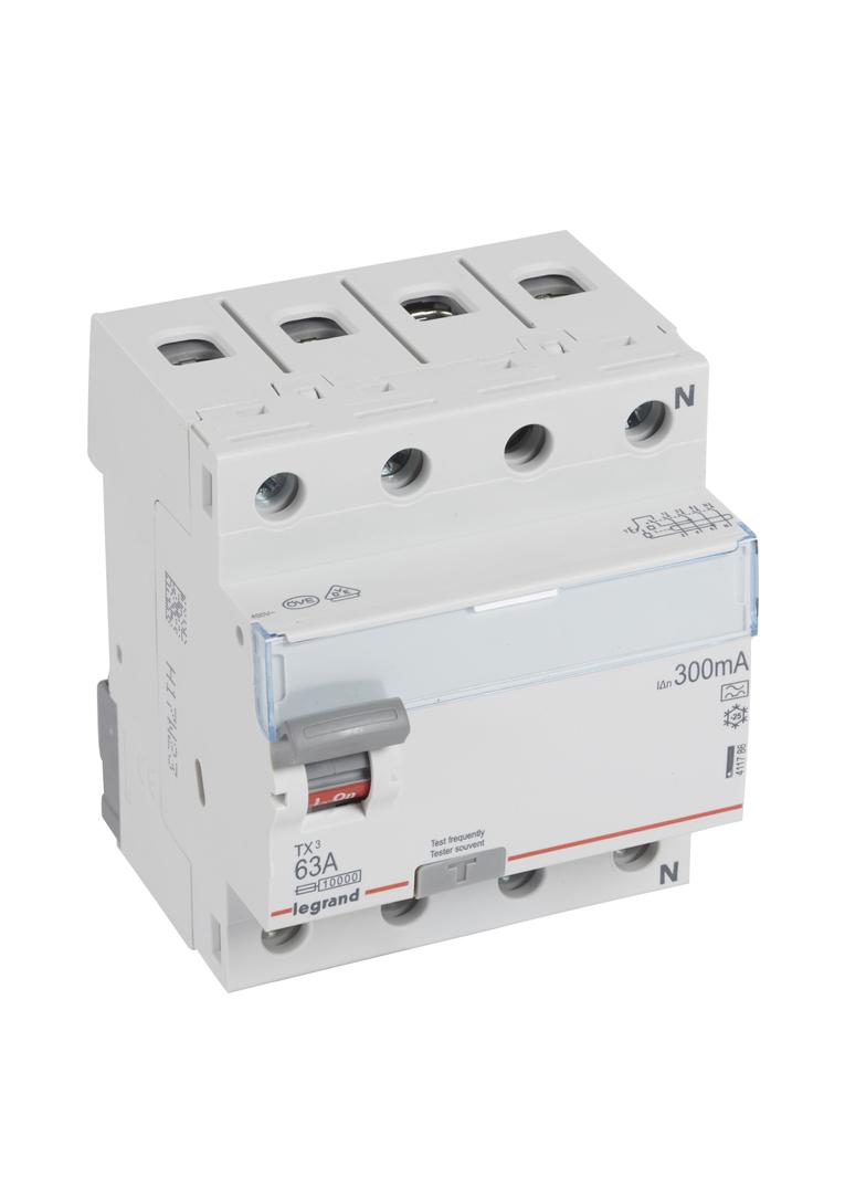 WYŁĄCZNIK RÓŻNICOWOPRĄDOWY P 304 4P 63A 300MA TYP A SERII TX3, Legrand