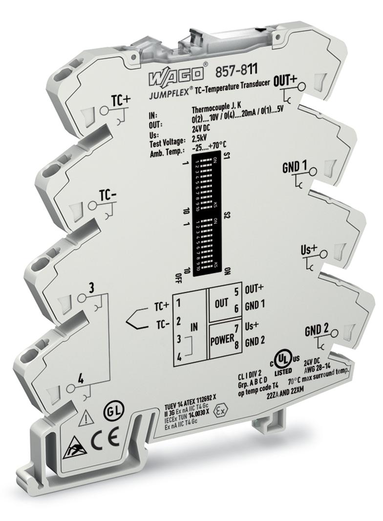 JUMPFLEX przetwornik separacyjny temperaturowy do termopar J,K WAGO
