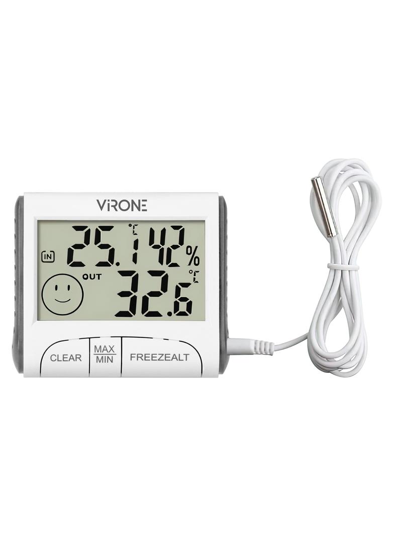 Przewodowa stacja pogodowa z pomiarem temperatury zewnętrznej i wewnętrznej oraz wilgotności biała W
