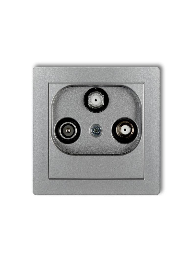 DECO Mechanizm gniazda abonenckiego 2 wyjścia SAT + TV srebrny metalik