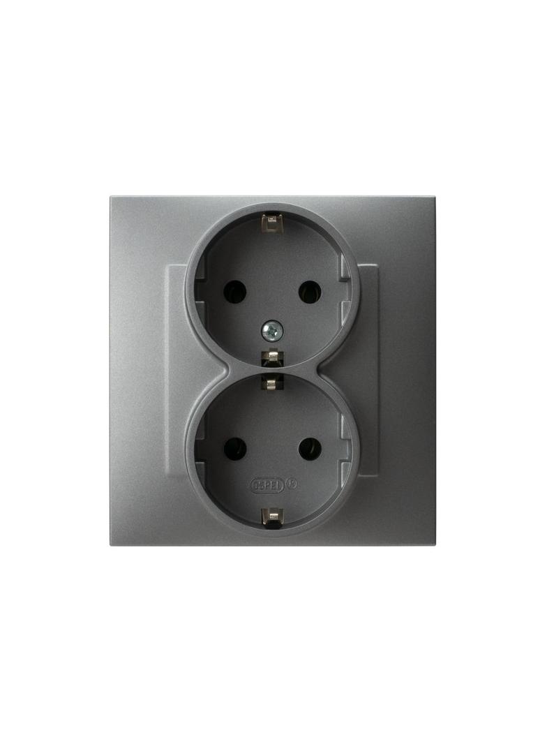 SZAFIR Gniazdo podwójne z uziemieniem schuko - kolor szary mat