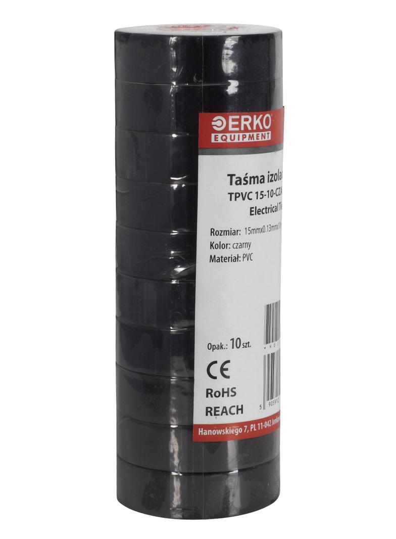 Taśma izolacyjna 15/10 CZARNA. TPVC_15-10-CZARNA/1 ERKO