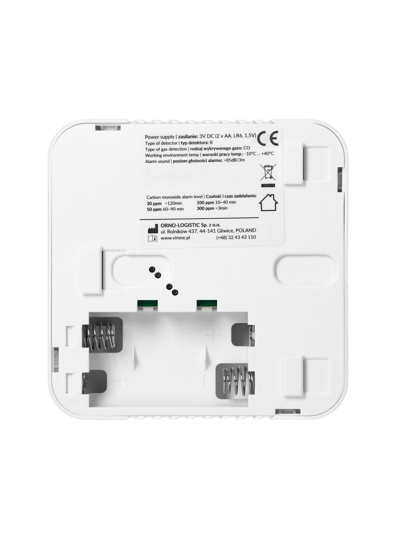 Bateryjny czujnik tlenku węgla (czadu), 2xAA, żywotność sensora 10 lat