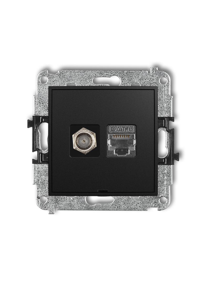 ICON Mechanizm gniazda antenowego poj. typu F (SAT) + gniazda komp. poj. 1xRJ45, kat. 6 ekranowany,