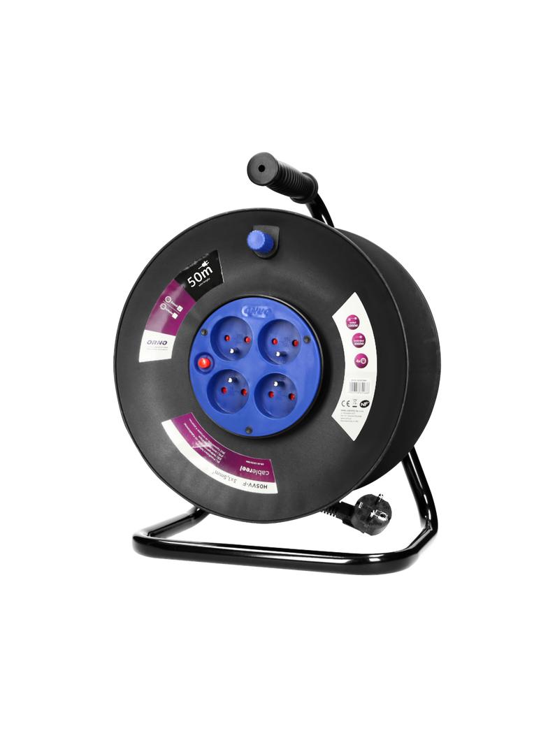 Przedłużacz bębnowy 4 gniazda kabel PVC H05VV-F 3x1.5mm2 długość - 50m Termik Przesłony to OR-AE-131