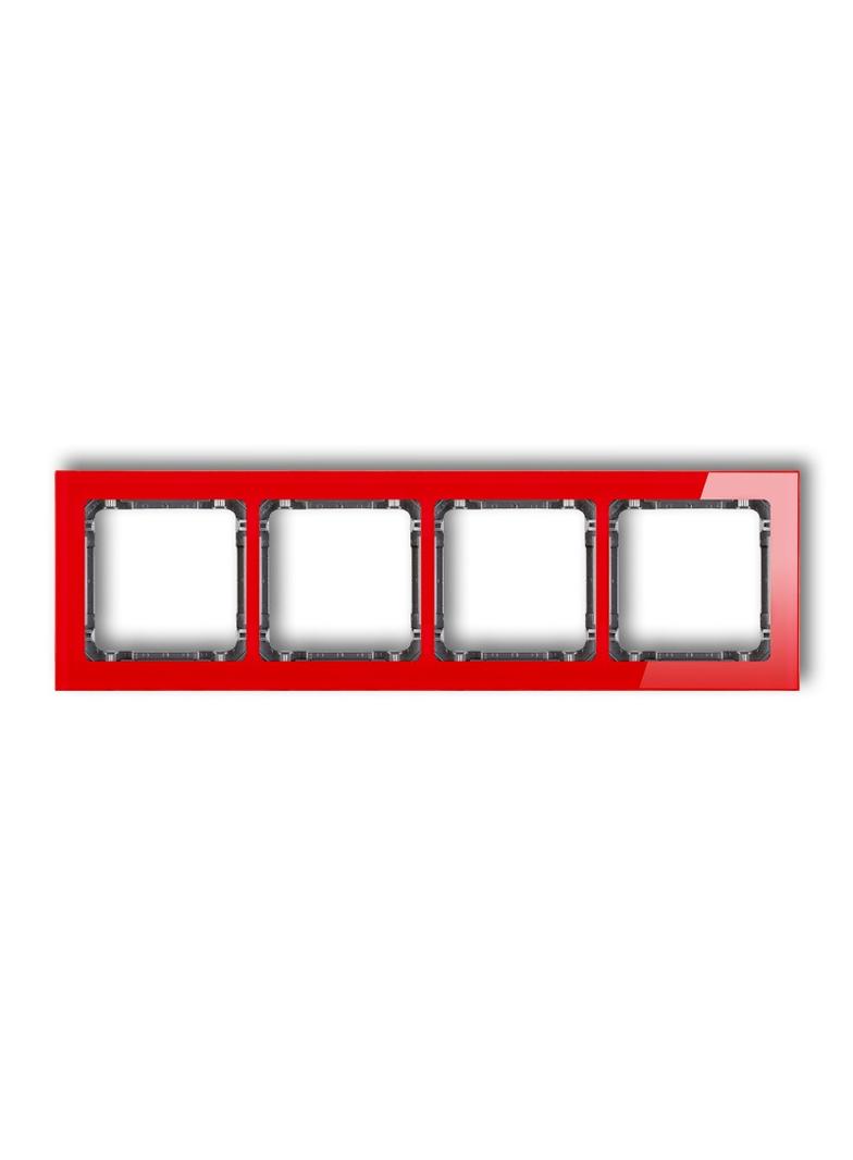 "DECO Ramka poczwórna - efekt szkła (ramka: czerwona