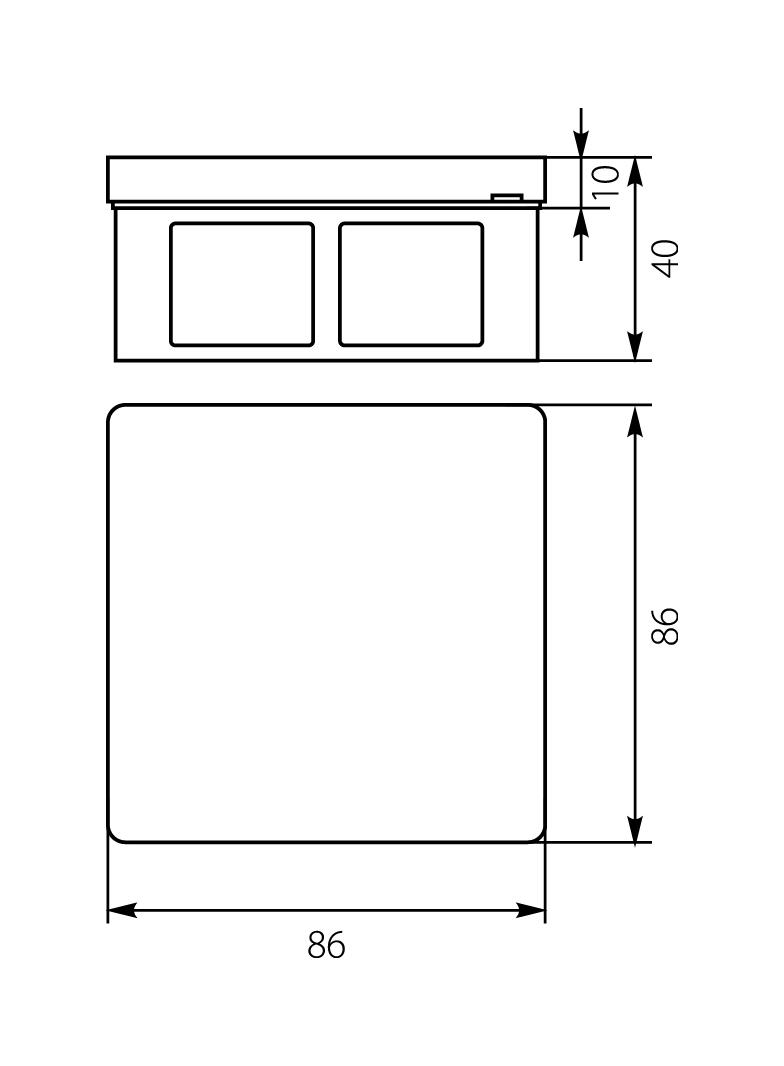 VP-02 Puszka n/t 86x86x40mm IP55 6-wl klik dł.gum. Z-ac popiel VP 002-53 61.112 OPATÓWEK