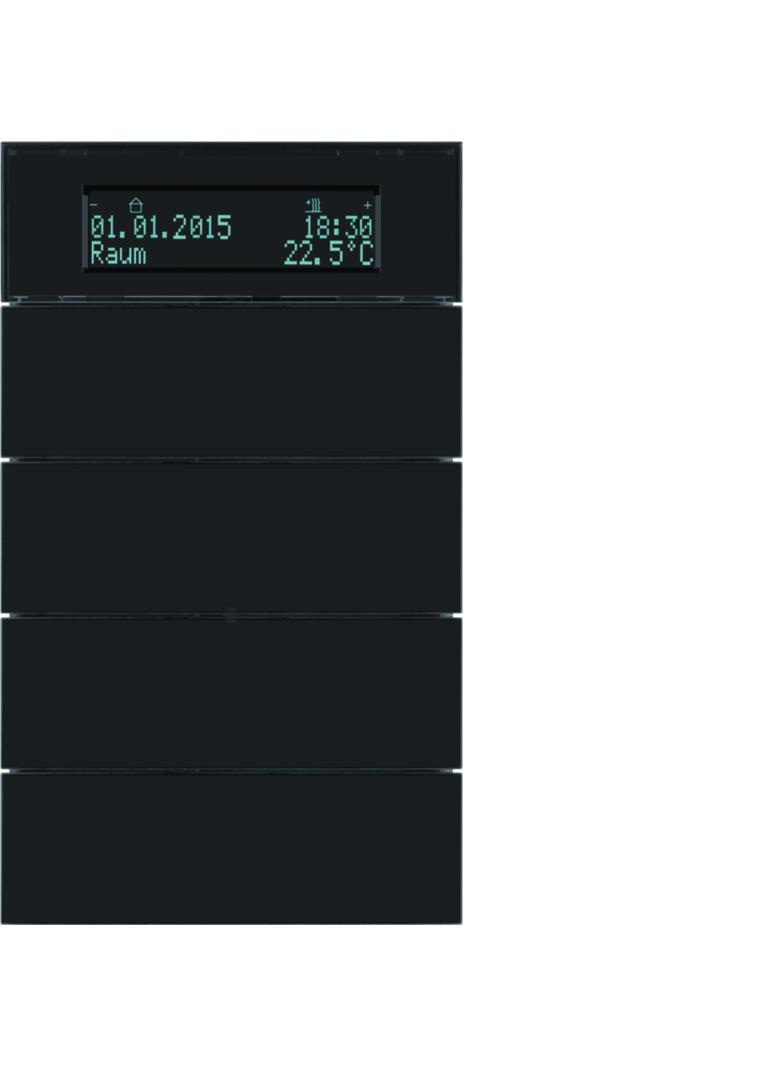 BERKER B.IQ Przycisk poczwórny z regulatorem temperatury i wyświetlaczem szkło czarne 75664592 HAGER