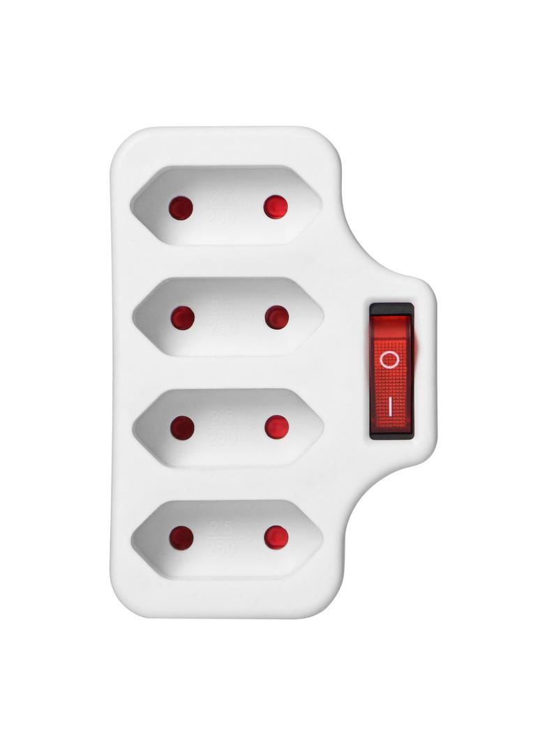 Rozgałęźnik 4x2P/II z włącznikiem, biały OR-AE-13255 ORNO