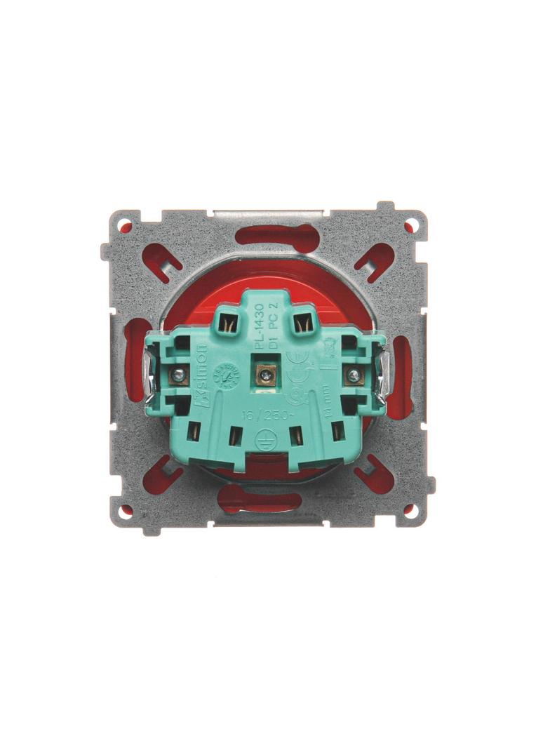 Simon Basic Gniazdo wtyczkowe z uziemieniem z przesłonami torów prądowych 16A 250V zaciski śrubowe czerwone BMGZ1Z.01/22 BMGZ1z.01/22 KONTAKT