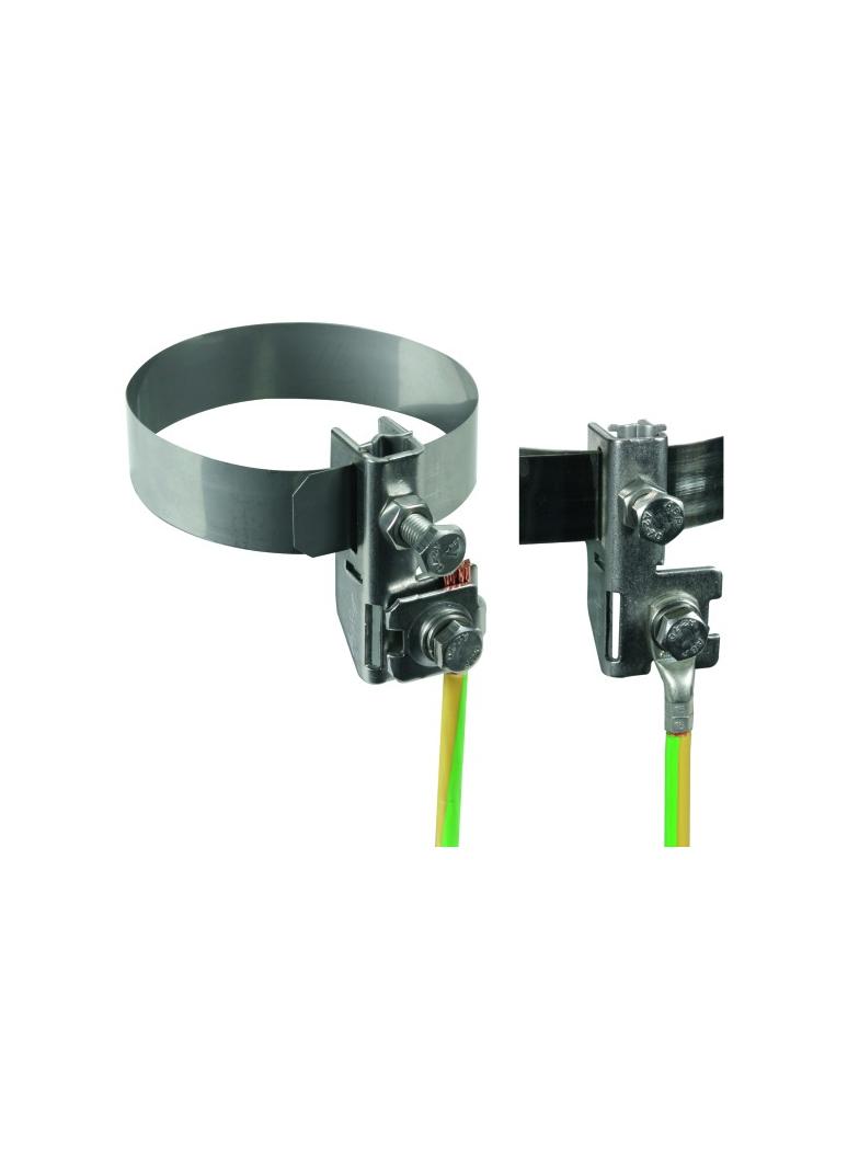 Obejma do rury 27-89 mm, stal nierdzewna NIRO, z podłączeniem drutu 6-8/10 mm lub 4-50 mm2