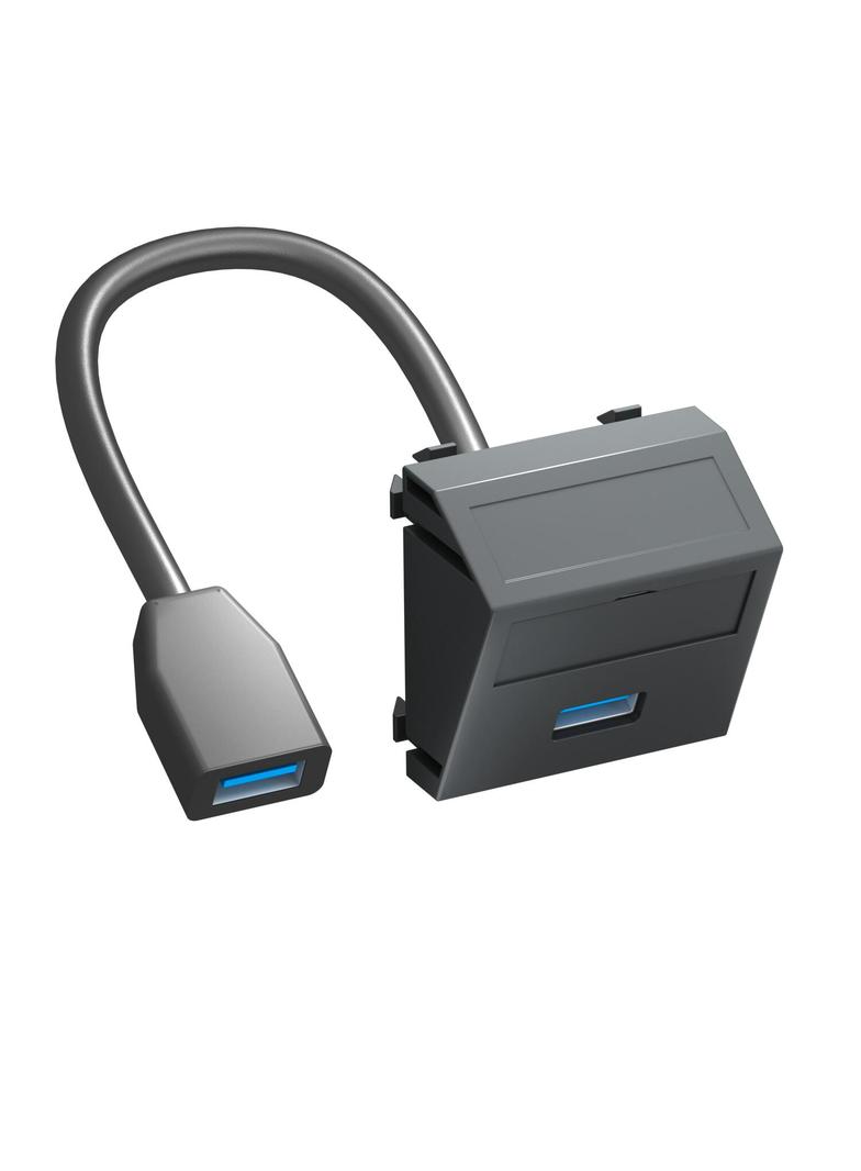 MTS-U3A F SWGR1, Wspornik multimedia USB 3.0 A-A, z kbl., gn.-gn.