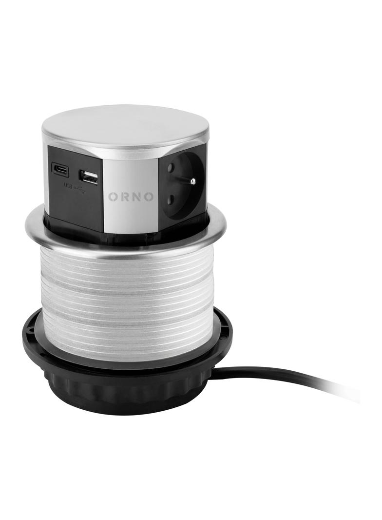 Gniazdo meblowe O10cm wysuwane z blatu z ładowarką USB i przewodem 1,5m, 3x2P+Z (French), 2xUSB (typ