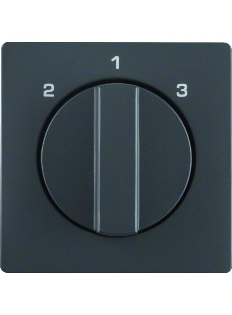 Q.x Płytka czołowa z pokrętłem do łącznika 3-poz. bez pozycji  0  antr. aksamit