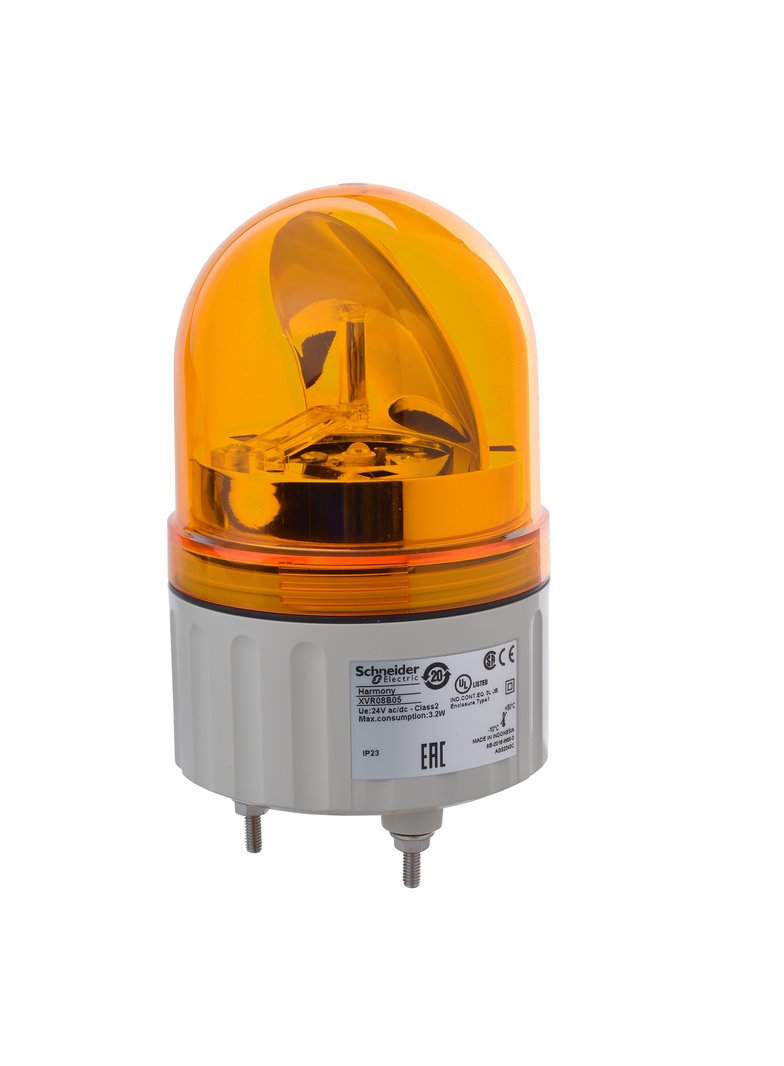 Harmony XVR Lampa wirująca z lustrem bez buczka fi84 pomarańczowa LED 24V AC/DC XVR08B05 Schneider