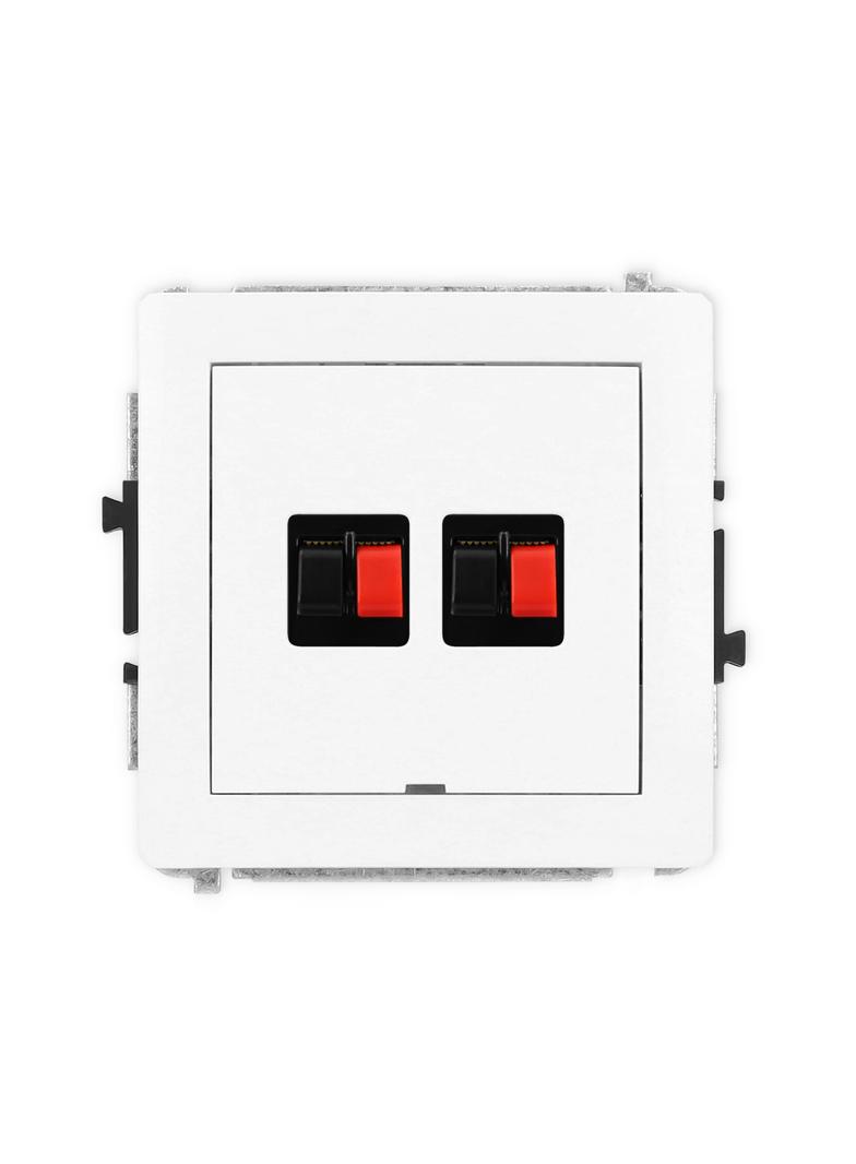 DECO Mechanizm gniazda głośnikowego podwójnego, bez pola opisowego biały