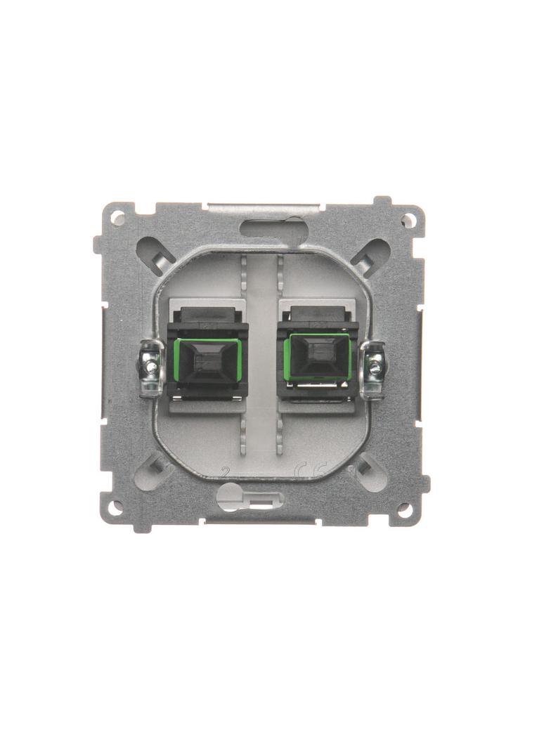 Simon Basic Gniazdo światłowodowe / optyczne podwójne SC/APC srebrny mat