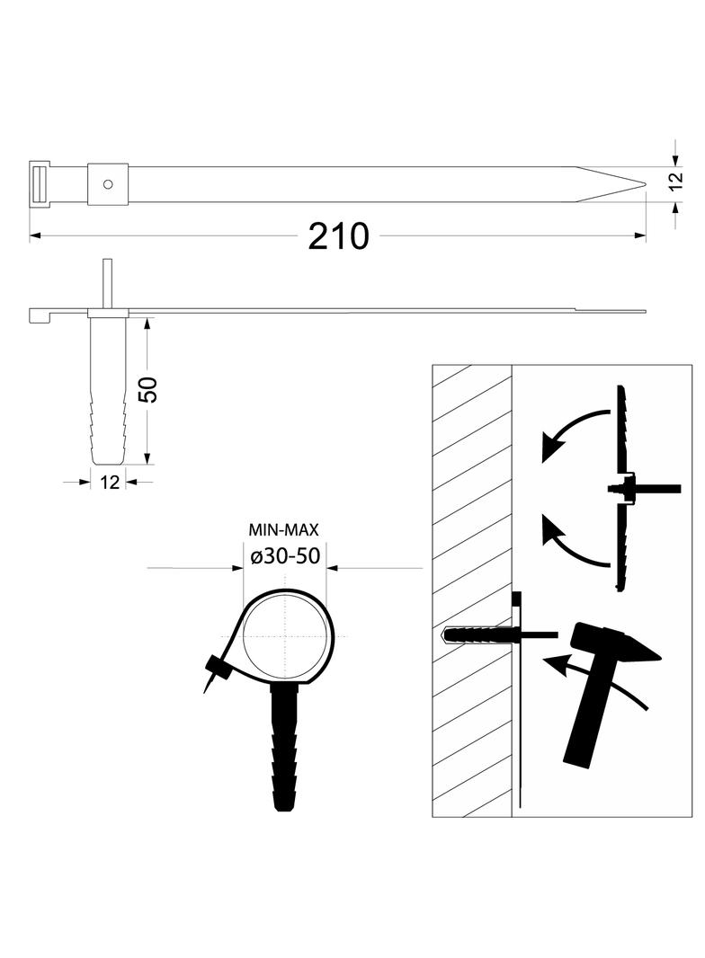 Uchwyt szybkiego montażu z kołkiem fi12 USMPK-12 (25szt) 21.4 46133 OPATÓWEK