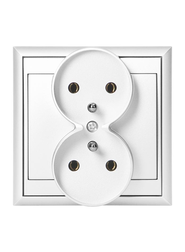 Gniazdo podwójne podtynkowe 2x2P+Z Luna, 16A, 250V, PT-6LR, biały