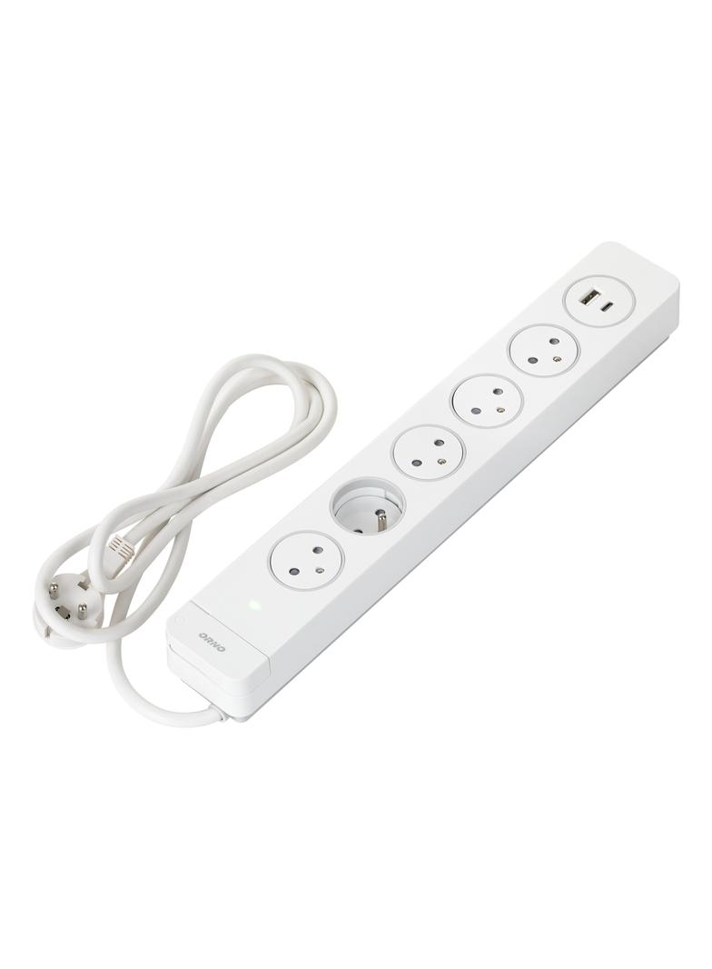 Listwa przeciwprzepięciowa 5 gniazd typu EasyEject kabel 3x1,5mm2 długość 1,5m z wyłączniki OR-AE-13