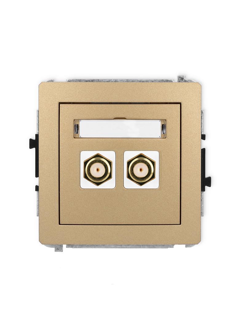 DECO Mechanizm gniazda antenowego podwójnego typu F (SAT) pozłacany złoty metalik