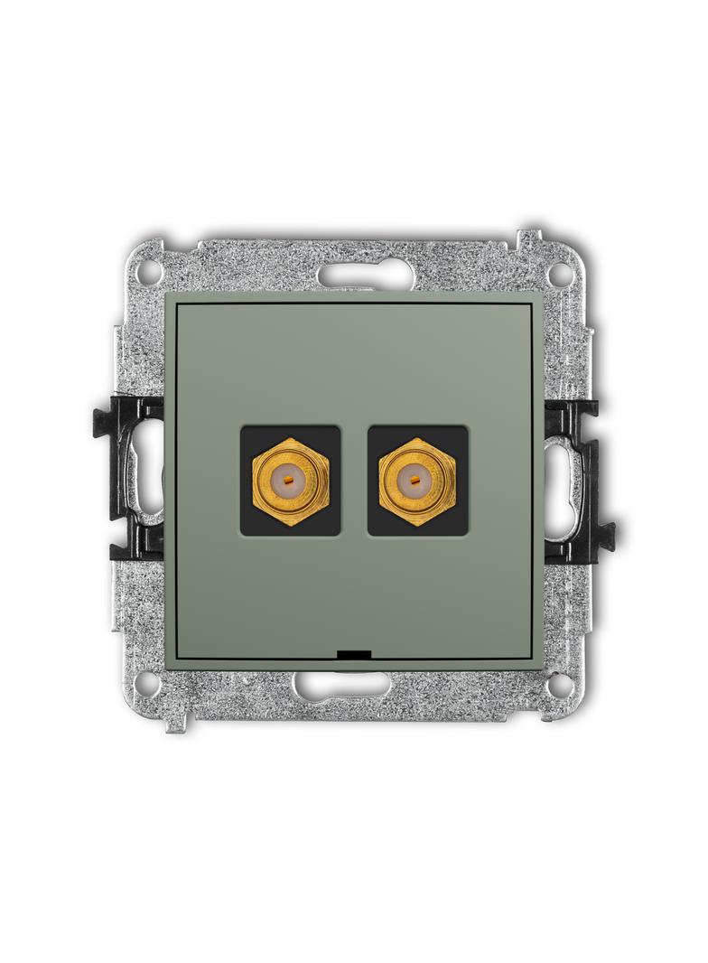 ICON Mechanizm gniazda antenowego podwójnego typu F (SAT) pozłacany, bez pola opisowego szałwiowy