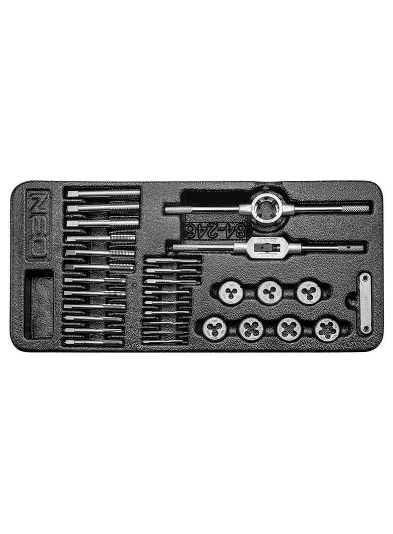 Narzynki i gwintowniki, zestaw 31 szt., wkładka