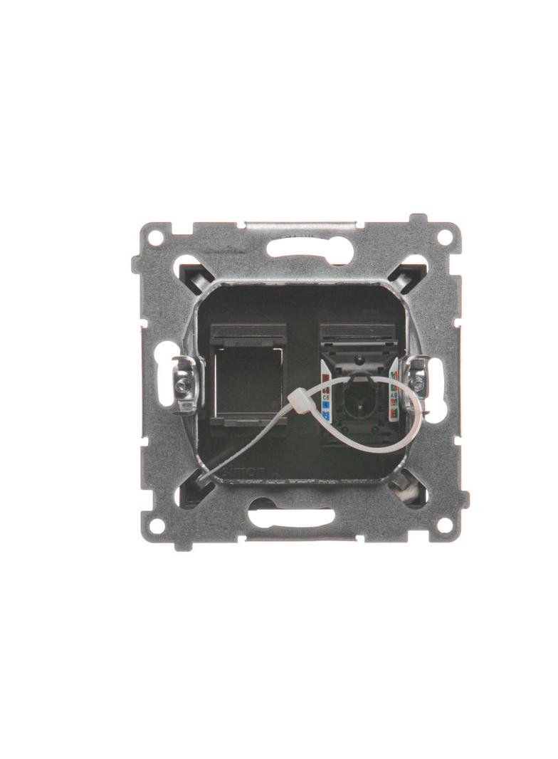 Simon 54 Gniazdo komputerowe pojedyncze RJ45 kategoria 6 z przesłoną przeciwkurzową brąz mat