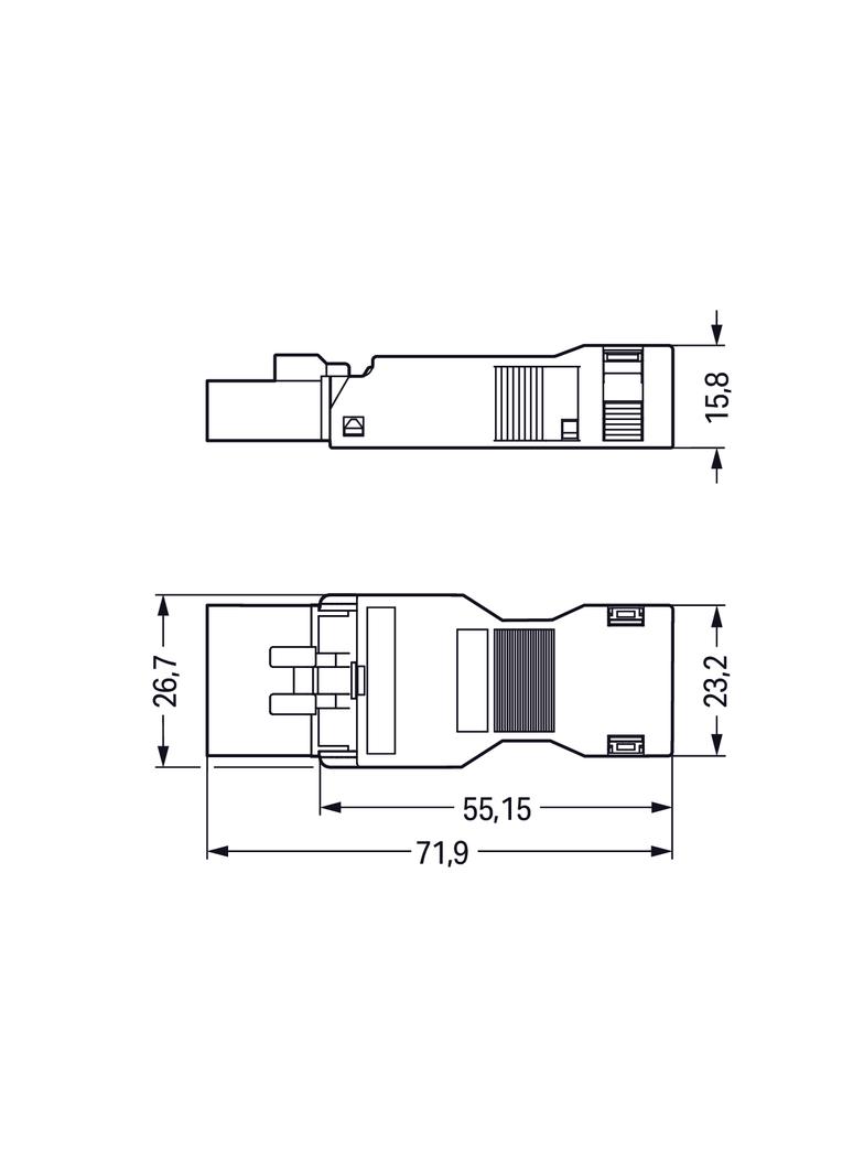 wtyk 5-biegunowy z obudową odciążającą przewody