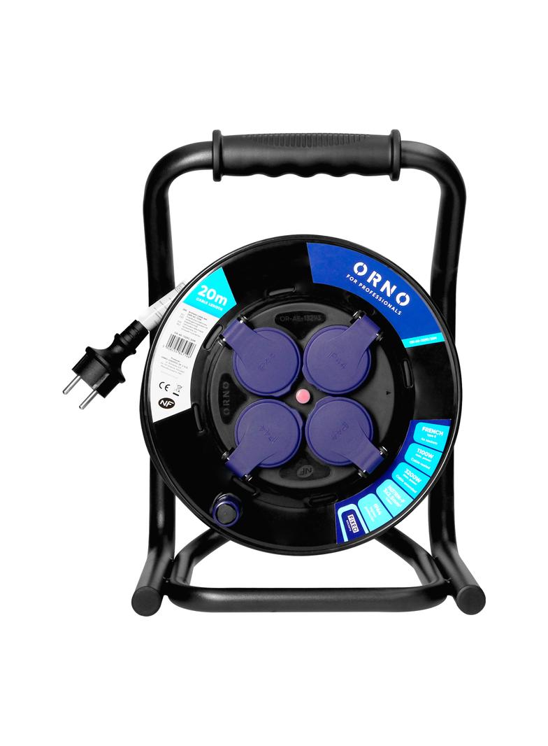 Przedłużacz bębnowy profesjonalny IP44, 4 gniazda 2P+Z, kabel gumowy olejoodporny, H07RN-F 3x2,5mm2,