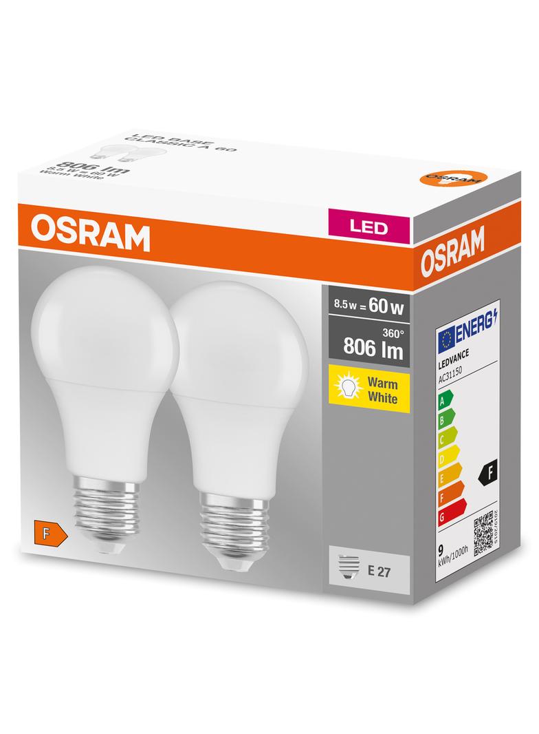 Lampa LED BASE Classic A60 8,5W/827 230V plastik E27 FS2 OSRAM