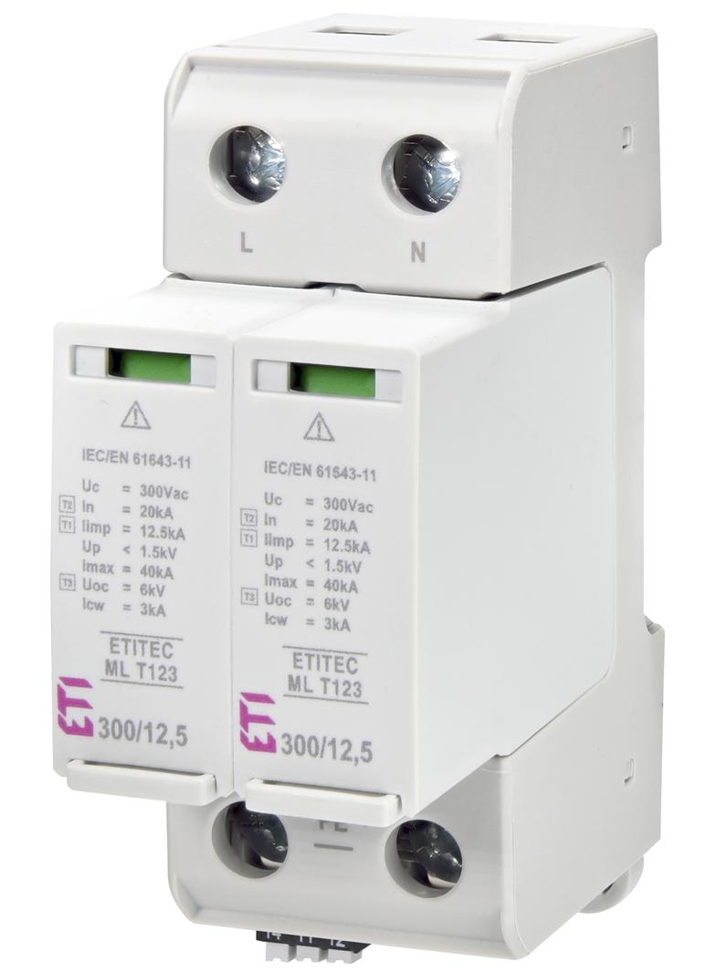 Ogranicznik przepięć T1+T2+T3 (B+C+D) TEC ML T122 300/12,5 2+0 RC 002440664 ETI