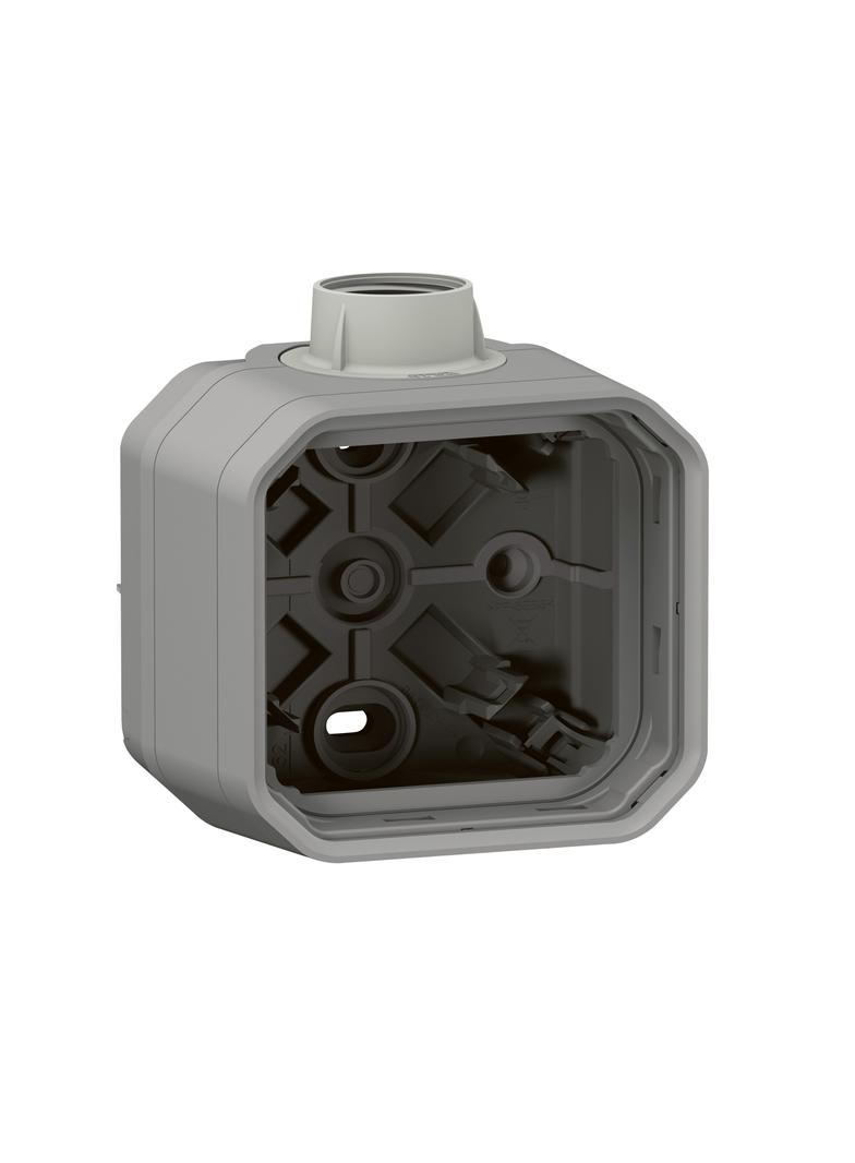 NOWE PLEXO - PUSZKA NATYNKOWA POJEDYNCZA Z PRZEPUSTEM KABLOWYM PG16 SZARA