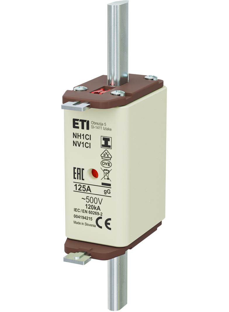 Wkładka topikowa NH zwłoczna KOMBI Zaczepy izolowane NH1C/I gG 125A 500V 004194215 ETI