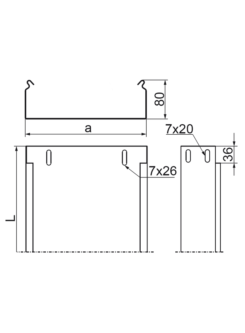 KBJ100H80/3 KORYTKO 1,0 MM