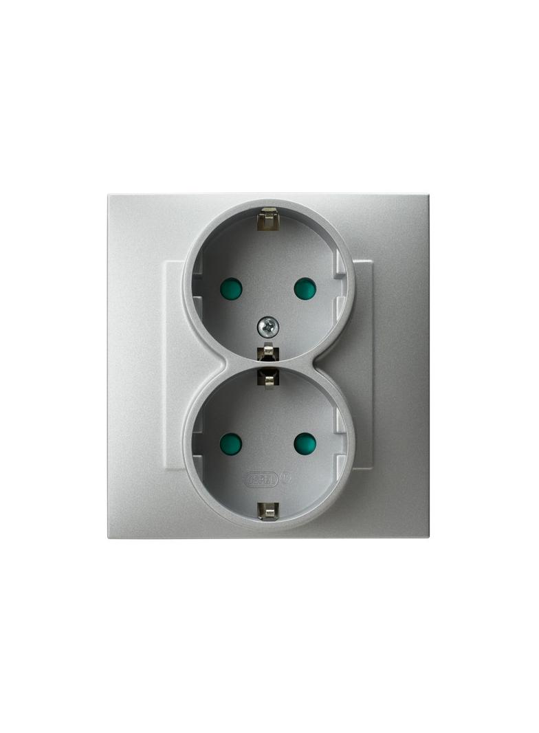 SZAFIR Gniazdo podwójne z uziemieniem schuko z przesłonami torów prądowych, kompletne z ramką - kolo