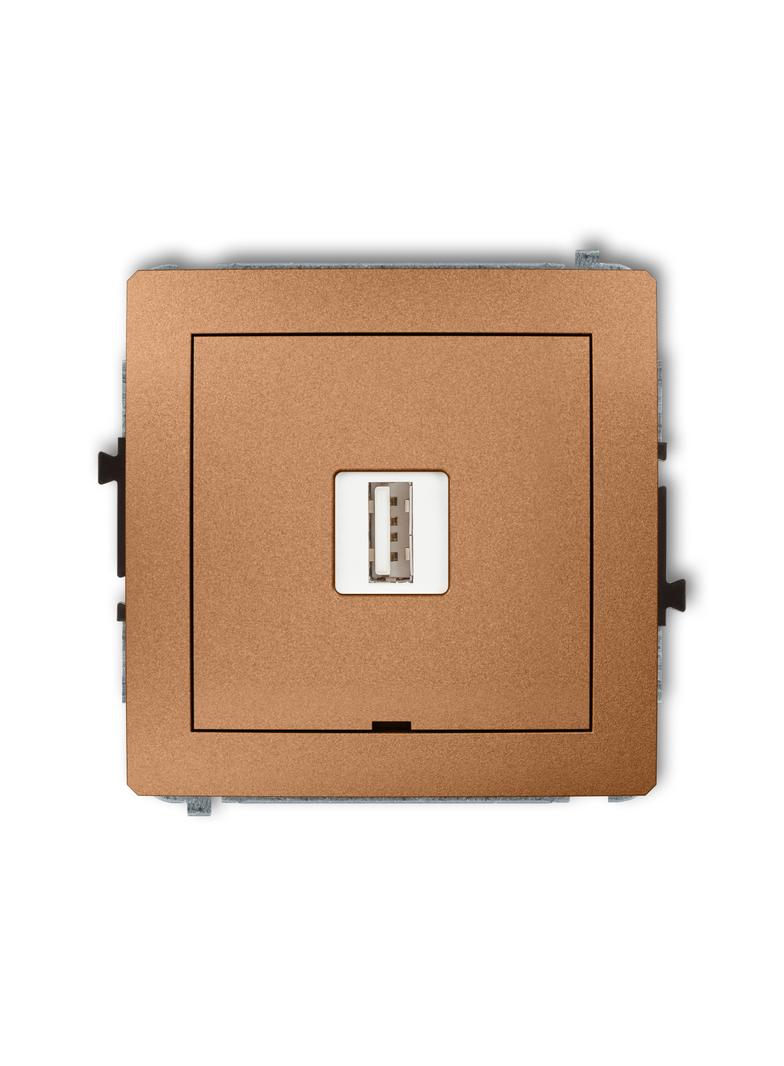 DECO Mechanizm ładowarki USB pojedynczej USB A, 10W max., 5V, 2A, bez pola opisowego złoty metalik